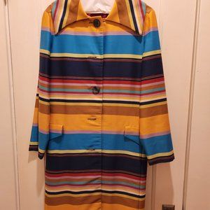 Vintage Coat (1970s), vibrant horizontal stripes, size 12, great condition